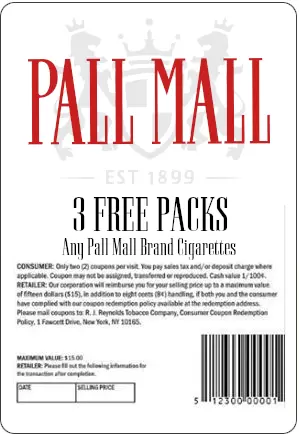 Free Pall Mall 3 Packs